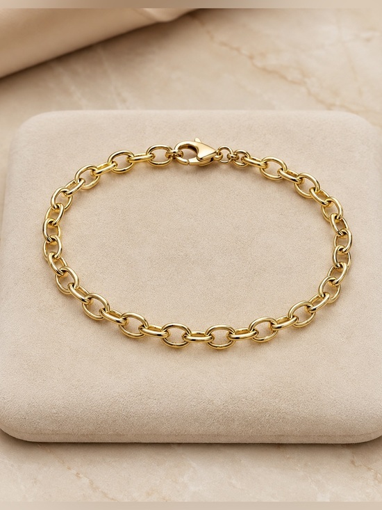 Jewelry - Gold-Plated Steel Round Link Chain Bracelet NWT